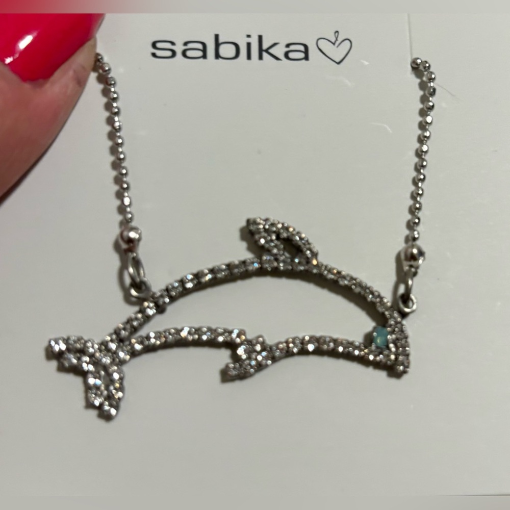 NWOT SABIKA Crystal Dolphin Necklace
